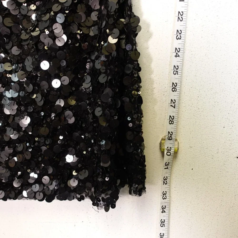 Scala Dress Small Black Mini Bodycon One Shoulder Sequin Party Evening Allover - Picture 7 of 11